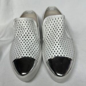 JIBS // the jibs life. White and Silver Slip-On Shoes Size 9